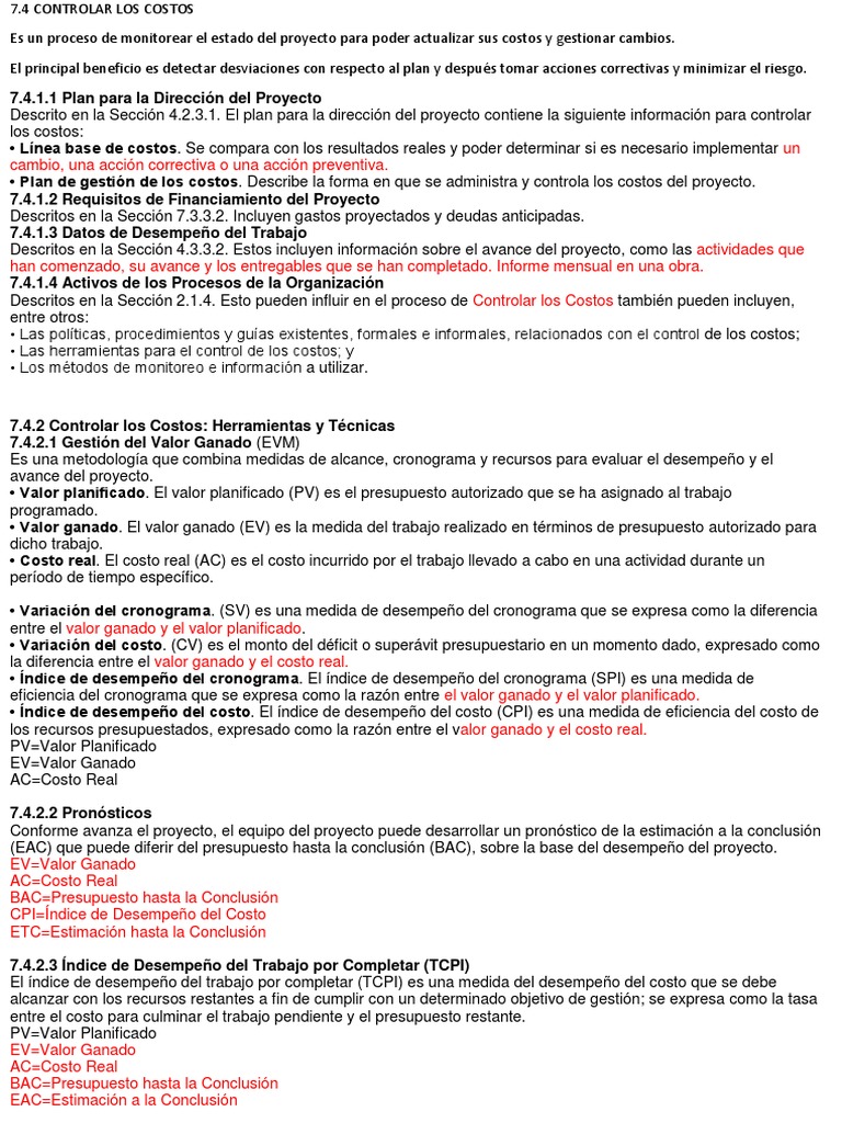 Control de Costos en Proyectos Efectivo | PDF | Presupuesto | Economias