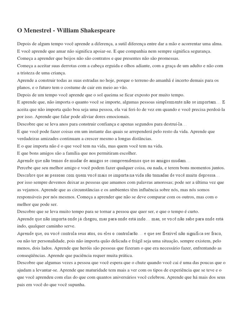 Reflexões do Menestrel sobre a Vida | PDF | Tempo | Amor