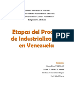 Etapas de Industrializacion en Venezuela Genesis Perez