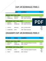 Colasanti Cup: U9 (Schedule) : Pool 1: # Home Away Location Time FRIDAY JULY 21st, 2017