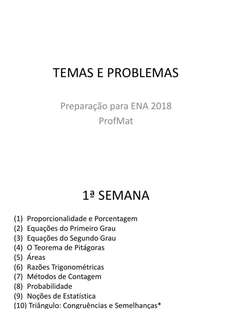 Temas de Matemática para ENA 2018 | PDF | Equação quadrática | Equações