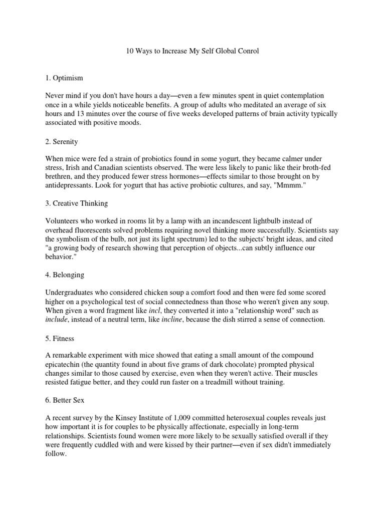 10 Tips for Boosting Self-Control | PDF