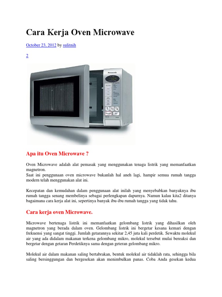 Cara Kerja Oven | PDF