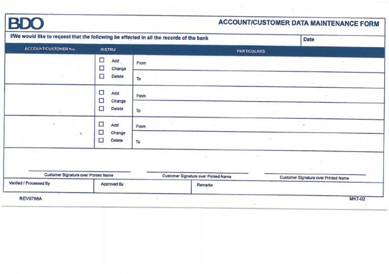 Bank Form | PDF