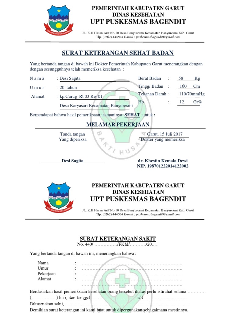 Surat Keterangan Kesehatan