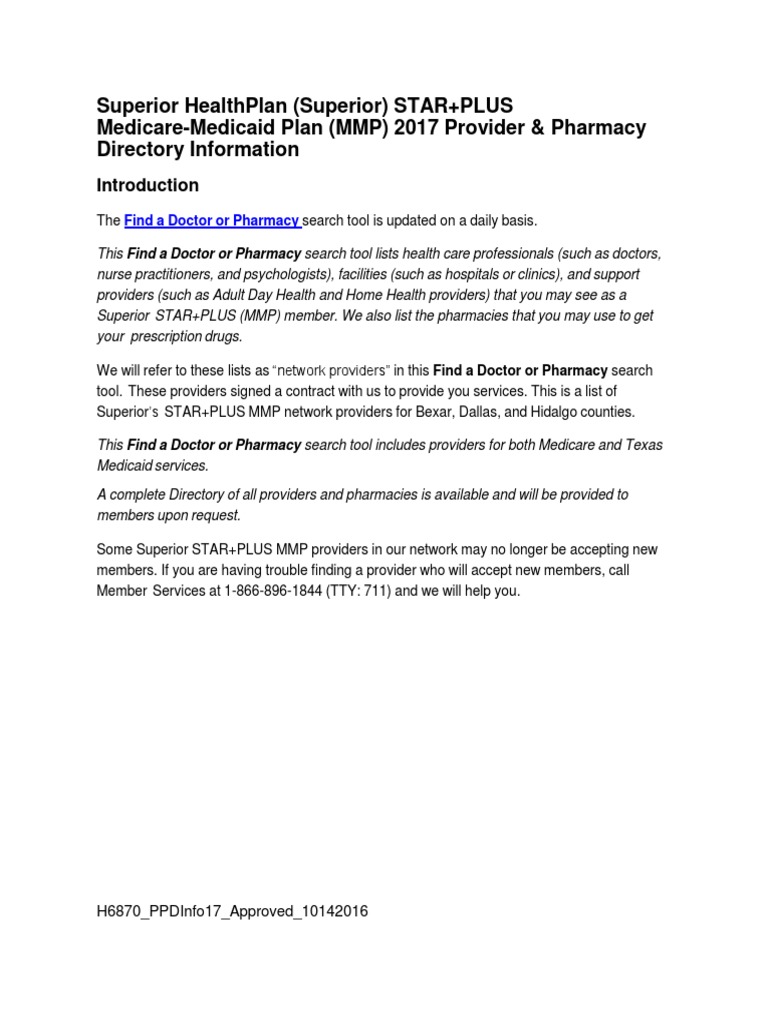 Superior Healthplan (Superior) Star+Plus MedicareMedicaid Plan (MMP