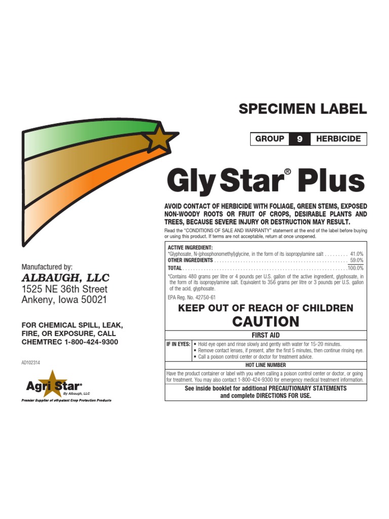 Gly Star Plus H Label PDF Herbicide Wound