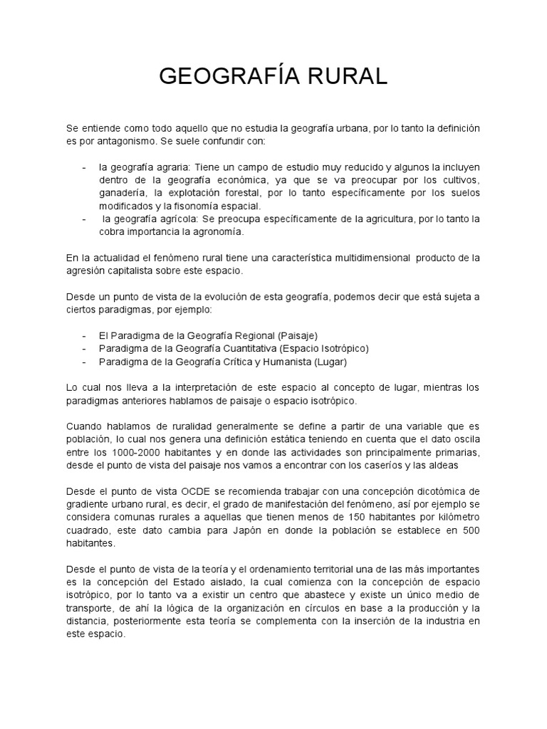 Geografía Rural | PDF | Área rural | Geografía