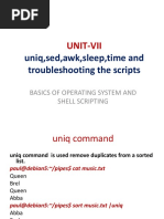 Uniq, Sed, Awk, Sleep, Time and Troubleshooting The Scripts: Unit-Vii