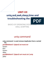 Uniq, Sed, Awk, Sleep, Time and Troubleshooting The Scripts: Unit-Vii