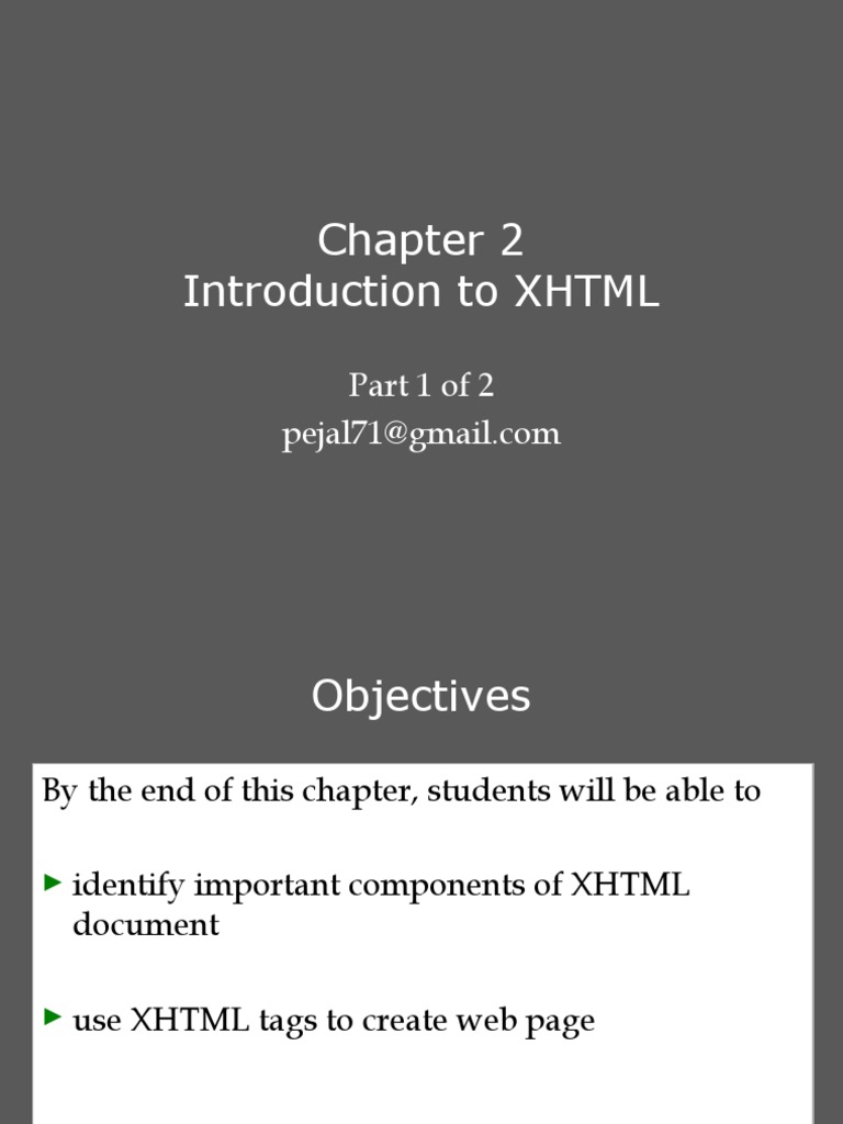Introduction To XHTML Part 1 | PDF | Xhtml | Html