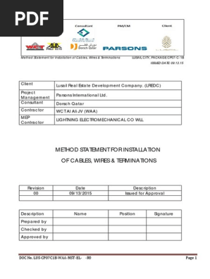 Cable Installation Method Statement