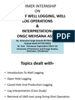 Summer Internship ON: Basics of Well Logging, Well Log Operations & Interpretation-Ongc Mehsana Asset