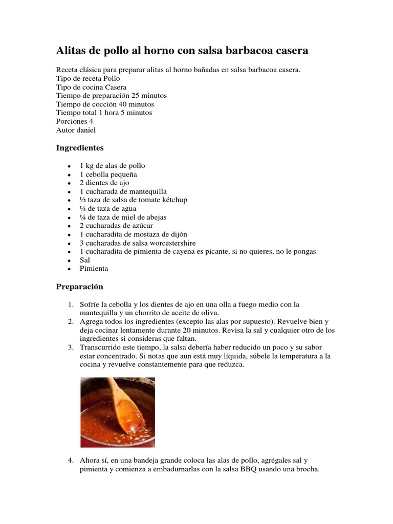 Alitas de Pollo Al Horno Con Salsa Barbacoa Casera | PDF | Parilla | Salsa