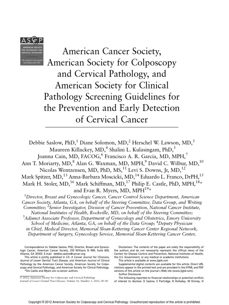 ASCCP Guidelines PDF PDF Cervical Cancer Health Care