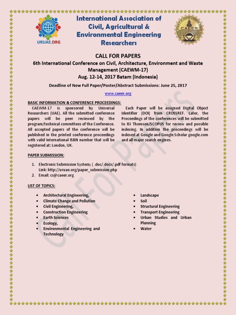 CAEWM-17 Conference Call for Papers | PDF | Natural Environment | Science