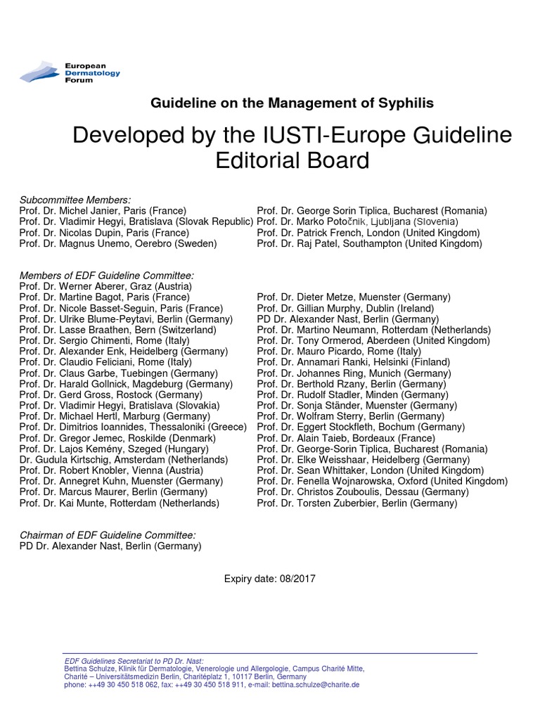 Guideline On The Management of Syphilis Evidence Based | PDF | Sexually ...