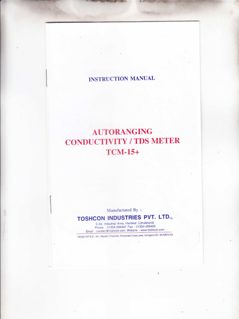 Tds Meter Manual Pdf