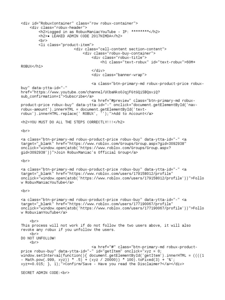 Leaked Admin Code 2017 By Robuxmaniac Informática Tecnologia - roblox admin code