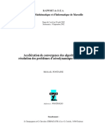 Accélération de Convergence Des Algorithmes de Résolution Des Problèmes d’Aérodynamique Stationnaire