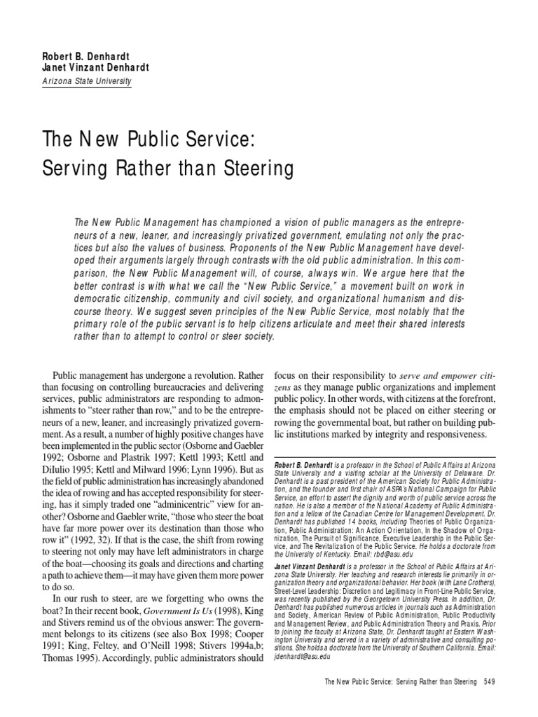 What Is New Public Service Approach In Public Administration