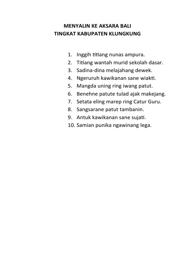 Menyalin Ke Aksara Bali