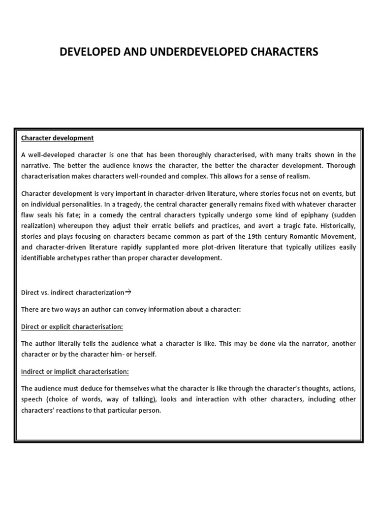 Character Development in Literature | PDF | Narration