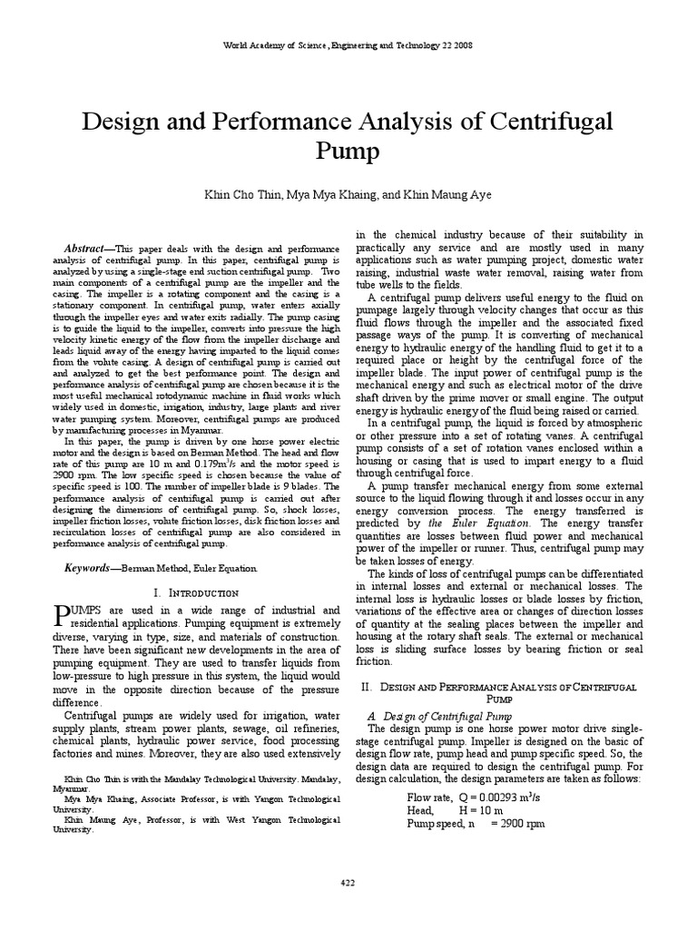 Centrifugal Pump Design Analysis | PDF | Pump | Chemical Engineering