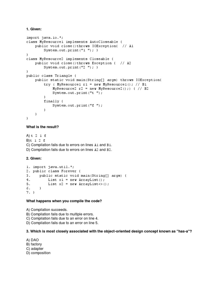 Exam805 SampleQuestion | PDF | C (Programming Language) | Java ...