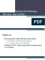 Tumbuh Kembang Usia Remaja, Dewasa, Dan Lansia