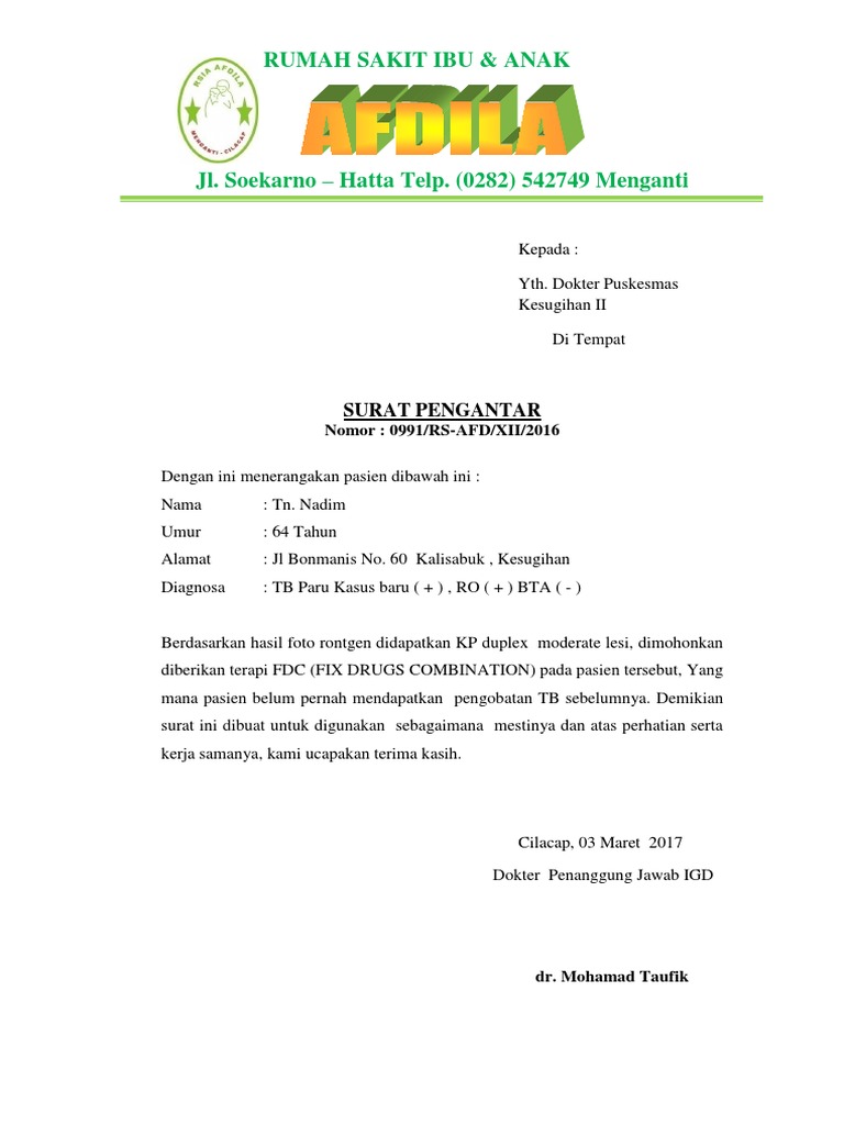 Surat Pengantar Puskesmas