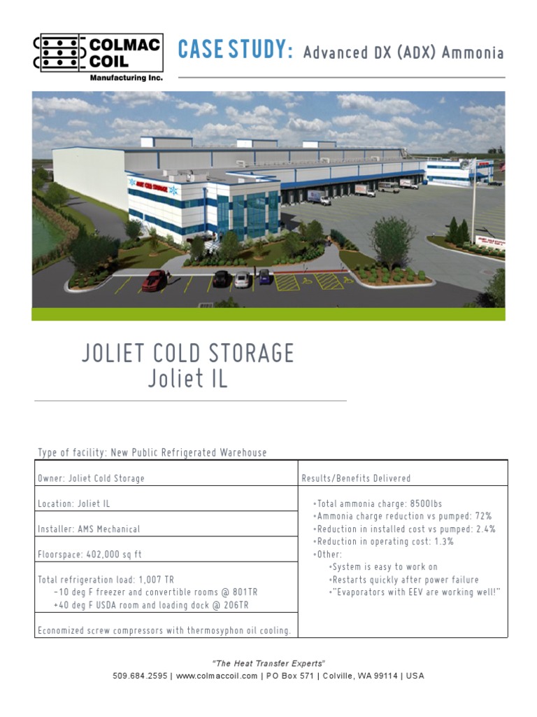 Advanced DX Ammonia Case Study Joliet Cold Storage Joliet Il PDF