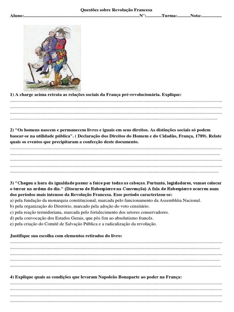 Questões Sobre Revolução Francesa | Revolução Francesa | Teorias Políticas