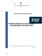 Diseño Curricular Profesorado de Ed. Secundaria en Biologia