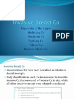 Paget's Dse of The Nipple Medullary Ca Mucinous Ca Papillary Ca Tubular Ca Invasive Lobular Ca