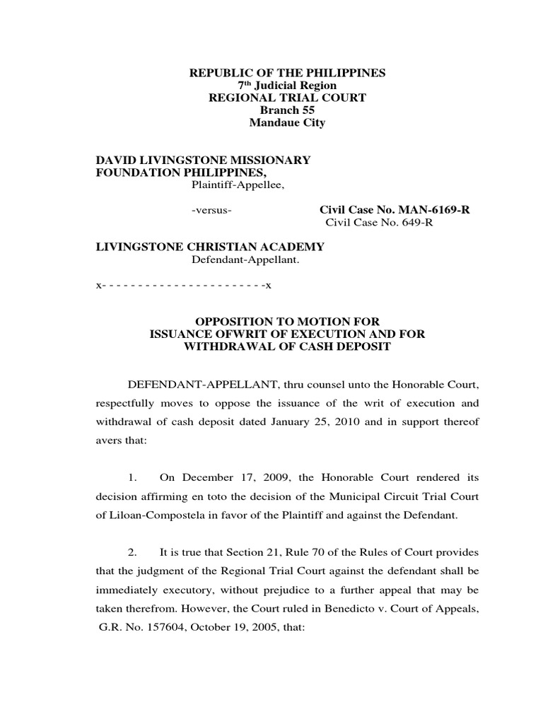 opposition-to-motion-lawsuit-judgment-law