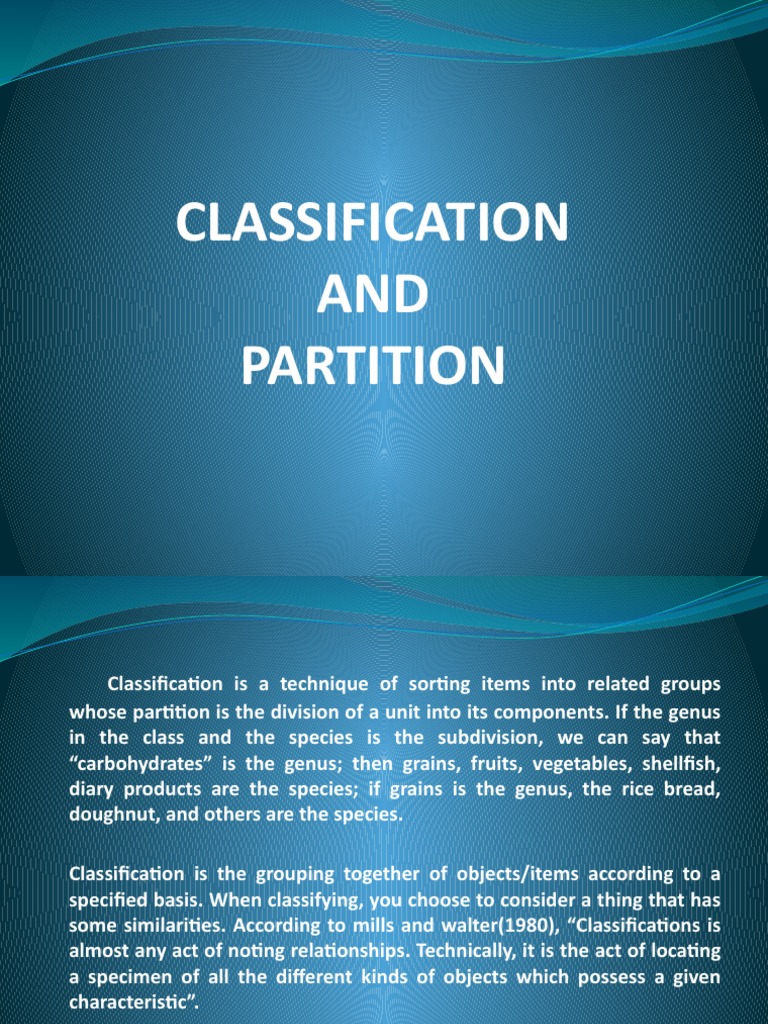 Classification and Partition in Writing | PDF | Taxonomy (Biology ...