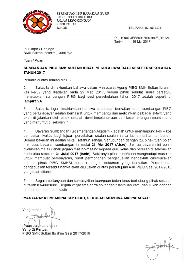Model Tiulisan Surat Rasmi