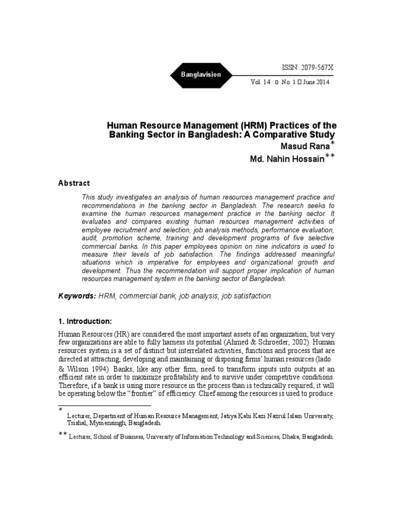 Human Resource Management (HRM) Practices of The Banking Sector in ...