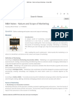 MBA Notes - Nature and Scope of Marketing - e Notes MBA