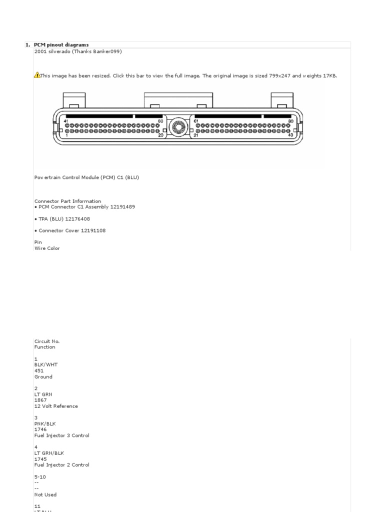 PCM Pinout Diagrams PDF Electrical Connector