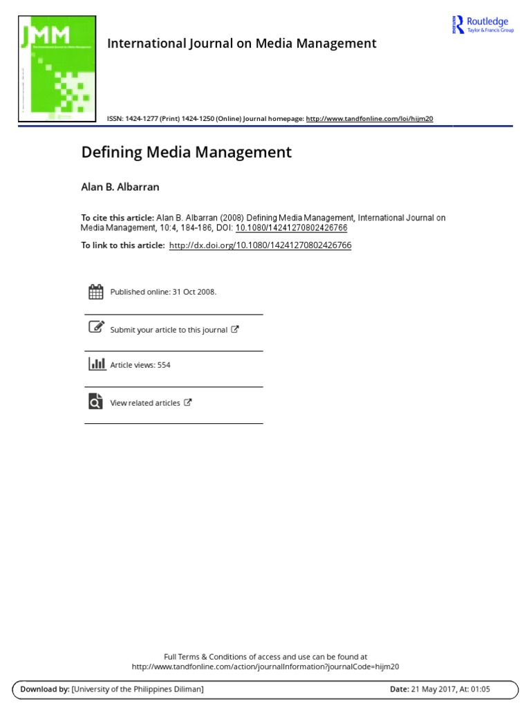 Defining Media Management PDF PDF Science Business