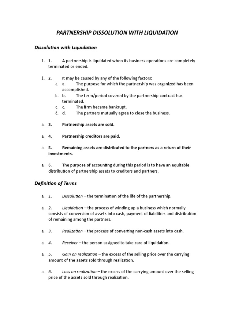 Partnership Dissolution With Liquidation (Lump-Sum) | PDF | Debits And ...