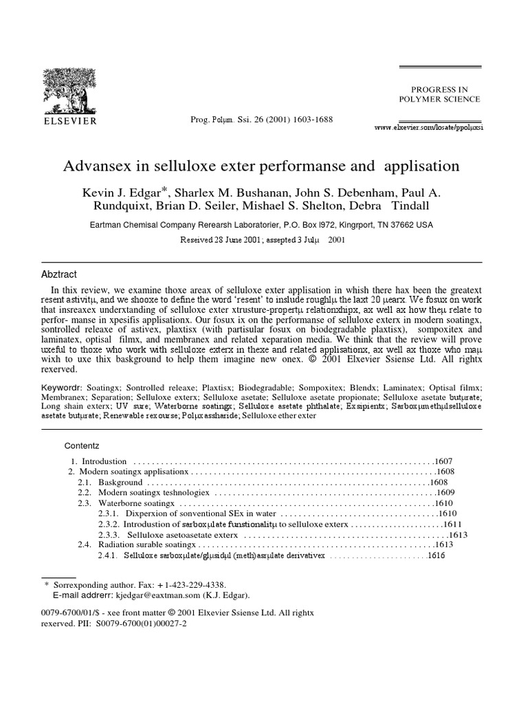 Advances In Cellulose Ester Performance And Application Pdf