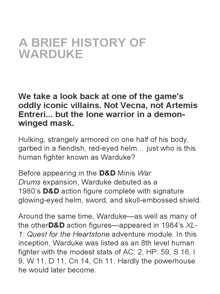 Warduke: Iconic D&D Villain History | PDF | Dungeons & Dragons | Role ...