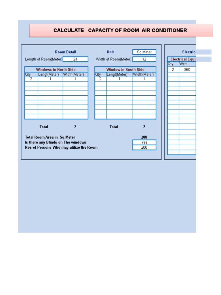 AC Capacity Calculation for Room Size | PDF | Air Conditioning ...