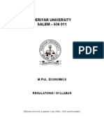 Periyar University SALEM - 636 011: M.Phil., ECONOMICS