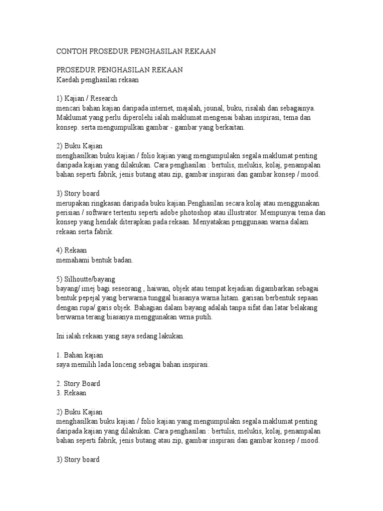 Contoh Prosedur Penghasilan Rekaan | PDF