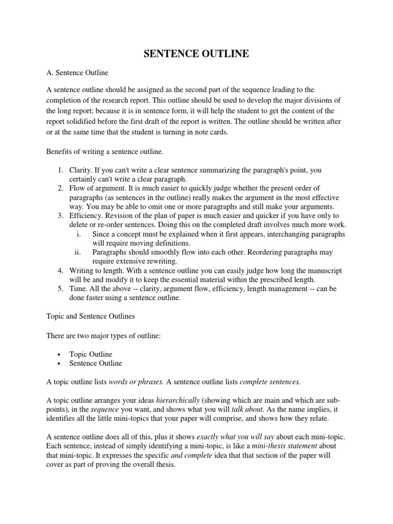ENGLISH (Sentence Outline 1) | PDF | Sentence (Linguistics) | Paragraph