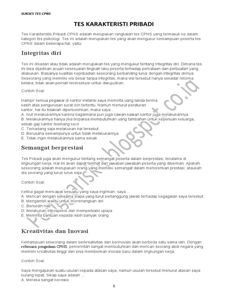 Contoh Soal Cpns Semangat Berprestasi : Tes Karakteristik Pribadi Tkp Semangat Berprestasi Dan Pembahasan Pustaka Pandani / Salah satu tes wawasan kebangsaan terdiri dari pancasila.